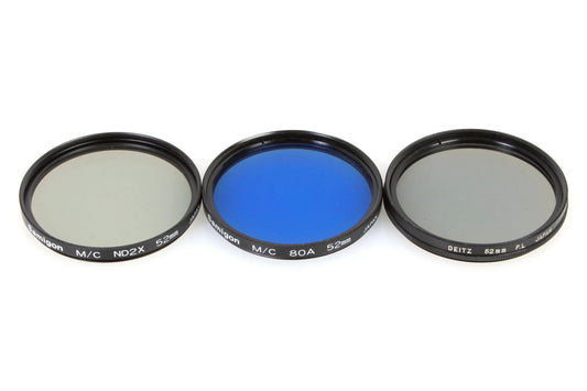 52mm Filters (3) ND 2X, Blue, Polarizer
