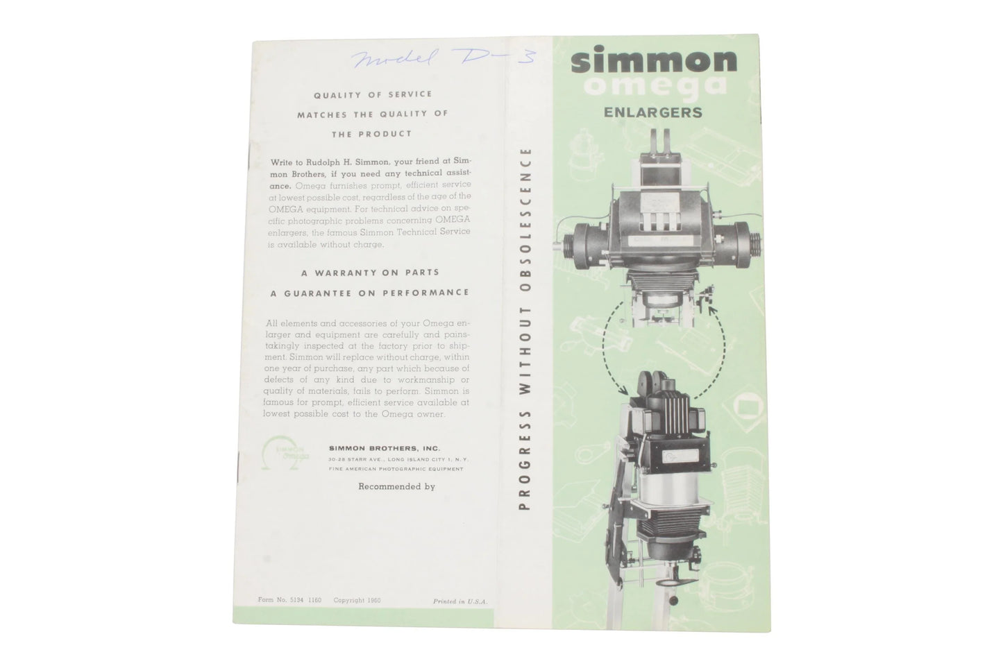 Simmon Omega Enlarger Brochure Guide