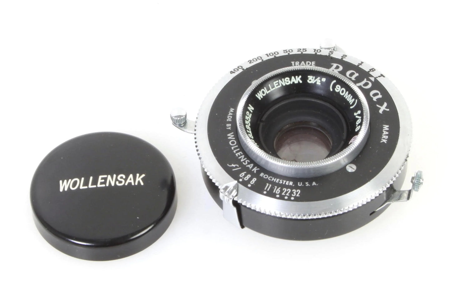 Wollensak Raptar 90mm f6.8 Wide Angle Lens in Rapax Shutter