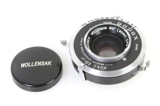 Wollensak Raptar 90mm f6.8 Wide Angle Lens in Rapax Shutter
