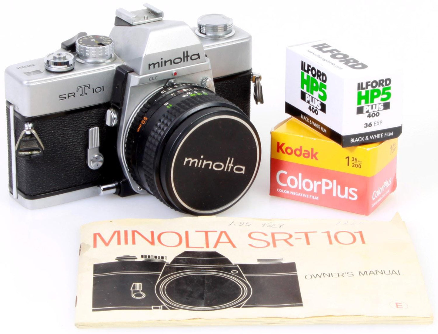 Student Camera 35mm Manual Minolta w/ Working Meter,2 Rolls Film & Manual