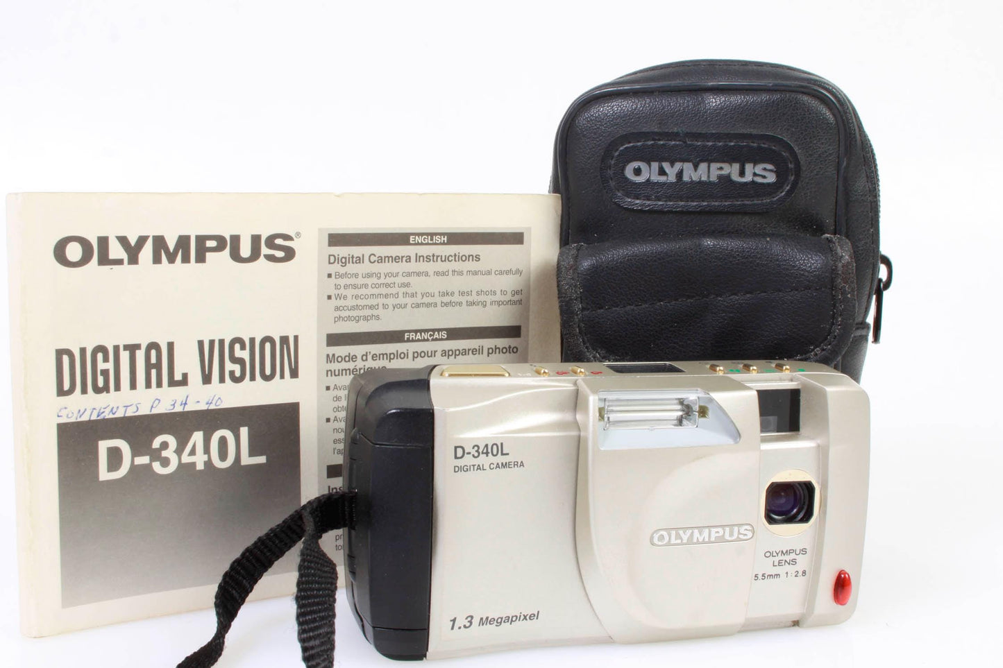 Olympus D-340R Digital Camera With Leather Bag and Instruction Manual