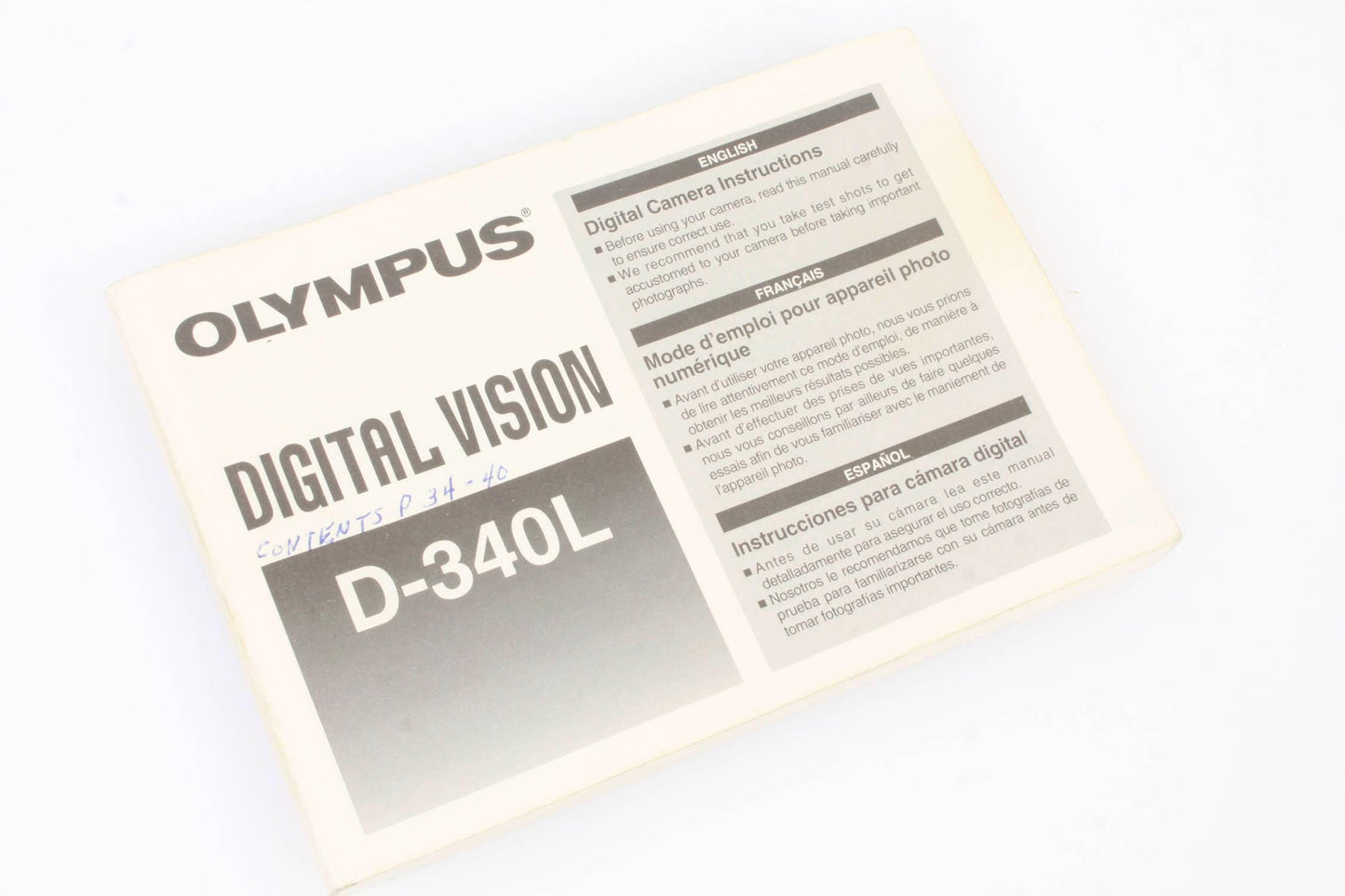 Olympus D-340R Digital Camera With Leather Bag and Instruction Manual