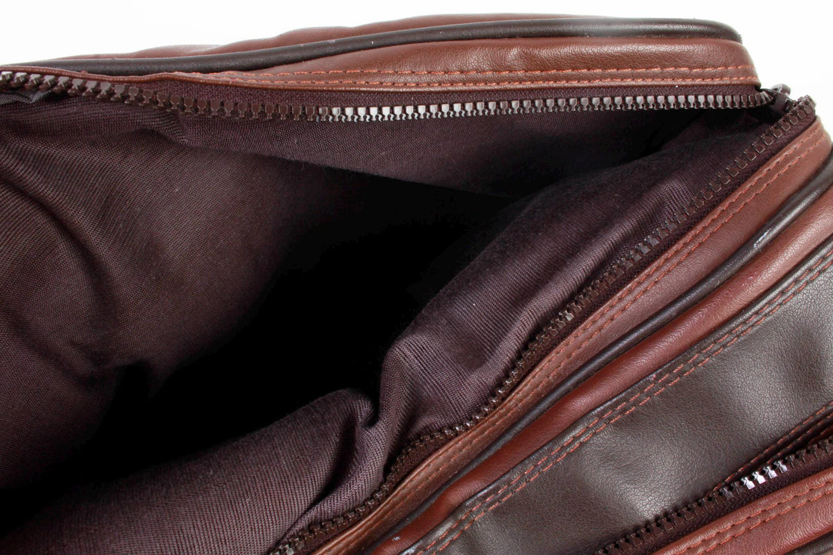 Vintage Camera Bag 1970s Brown with Strap and 3 Pockets