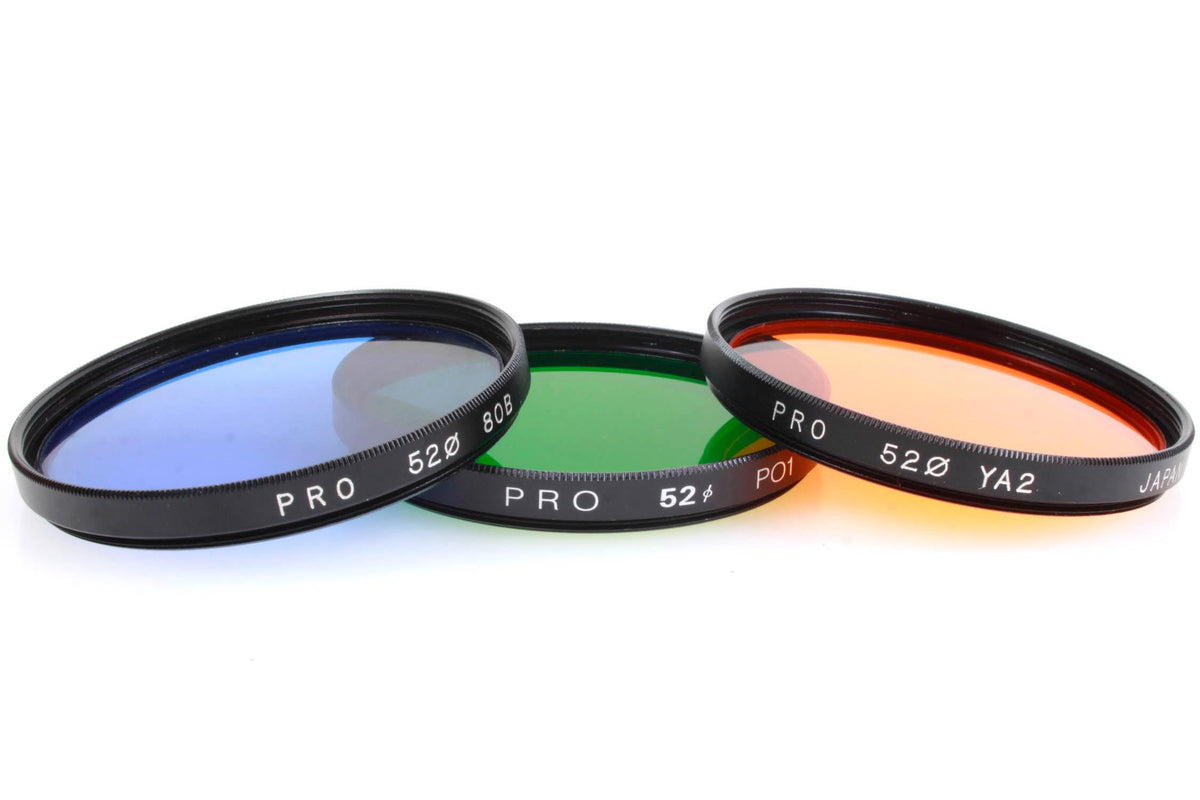 Set of 3 52mm Filters (Blue, Orange, Green)