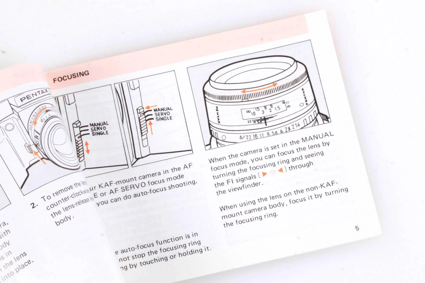 Pentax SMC F interchangeable lenses booklet