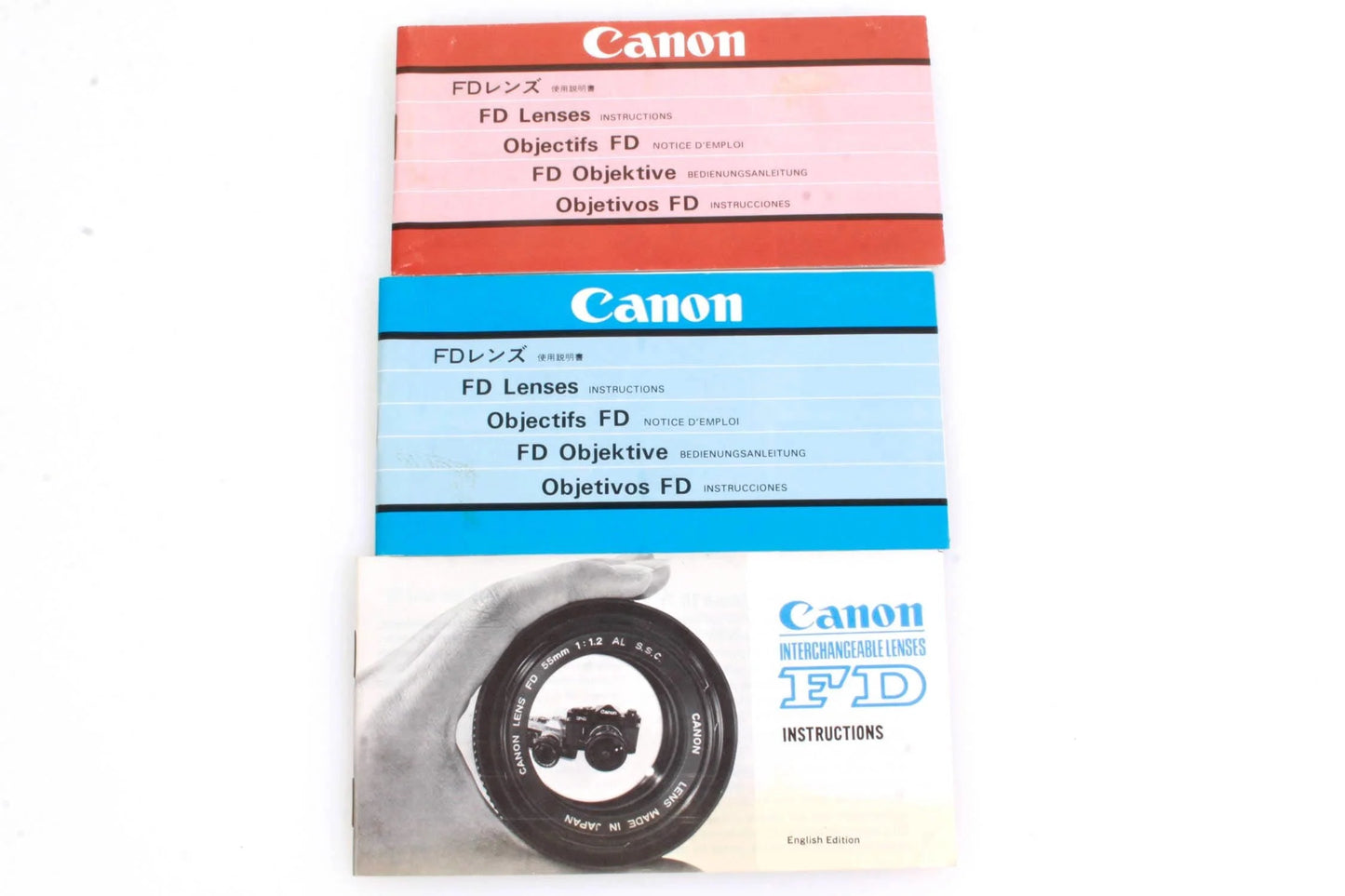 Canon FD Lenses Varied Instructional booklets, Lot of 7