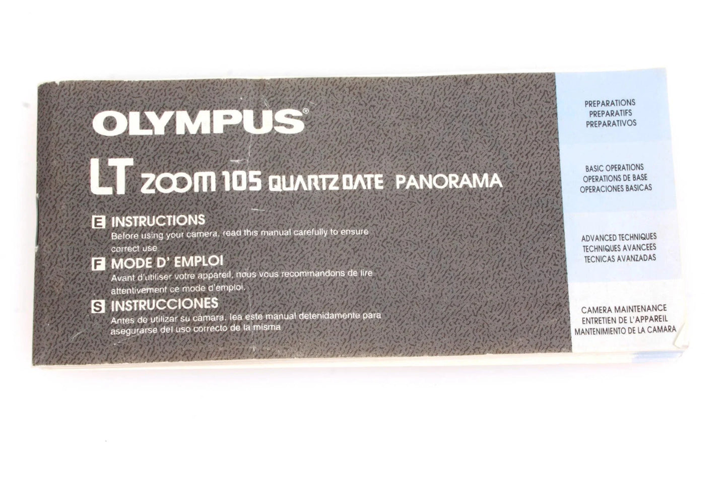 Olympus LT Zoom 105 Panorama Instruction booklet
