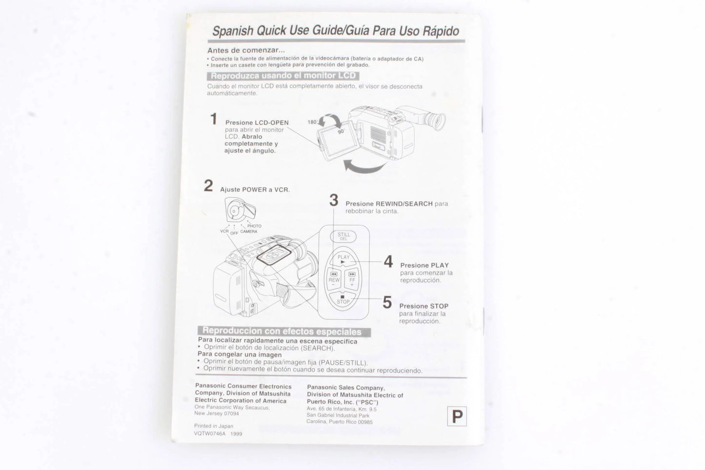 Panasonic Palmcorder PV-L779 Manual