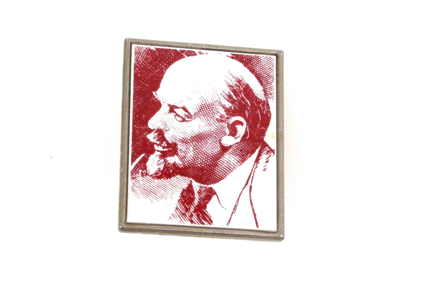 Red and White Lenin Portrait Pin