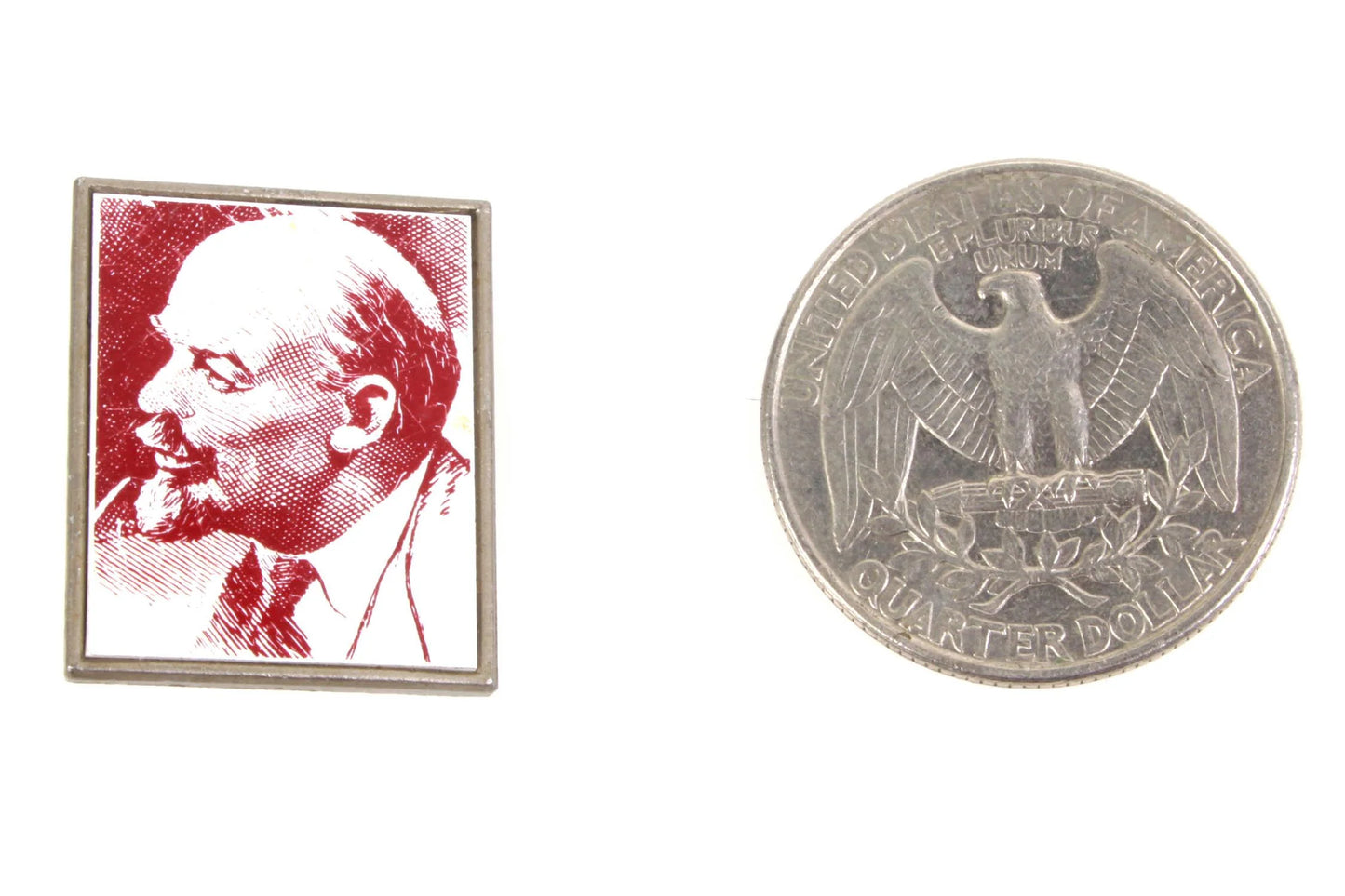 Red and White Lenin Portrait Pin