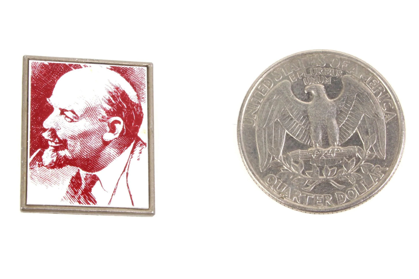 Red and White Lenin Portrait Pin