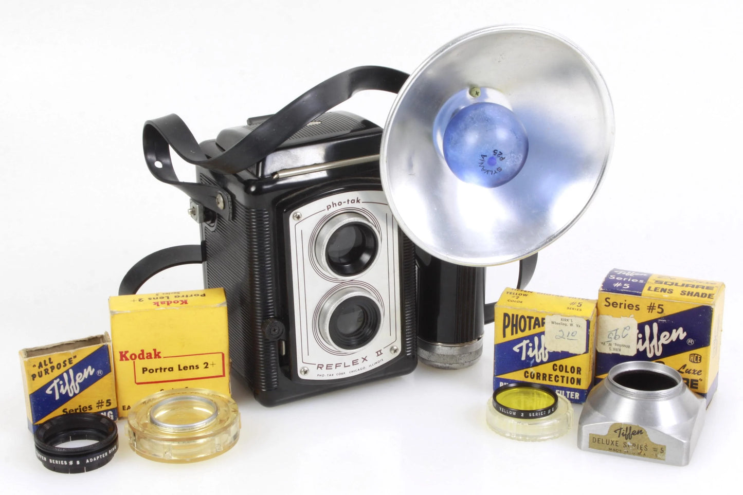 Twin Lens Camera w/ Flash, Shade, Adapter Ring & Filters