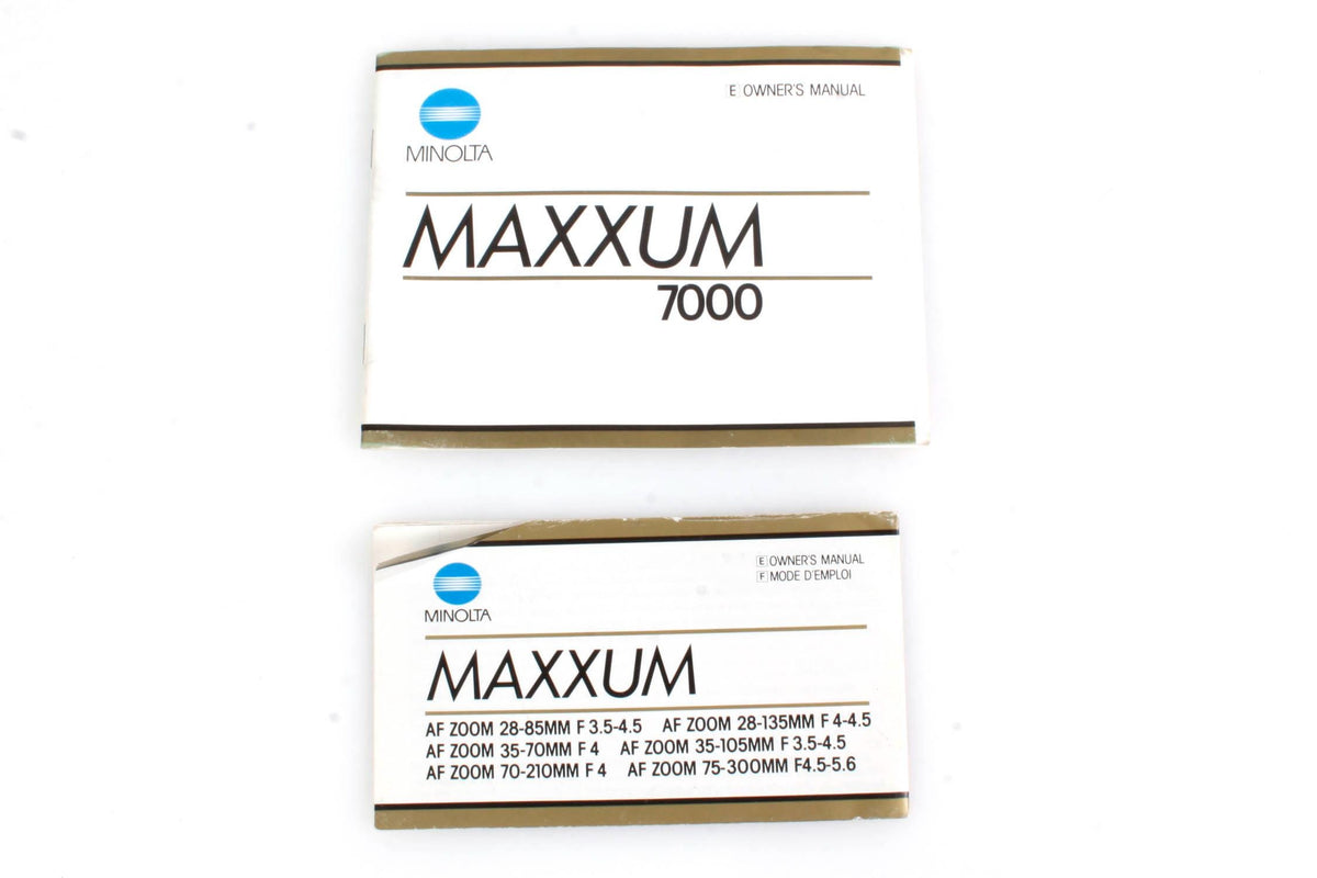 Minolta Maxxum 7000 Camera Manual + Lens Booklet