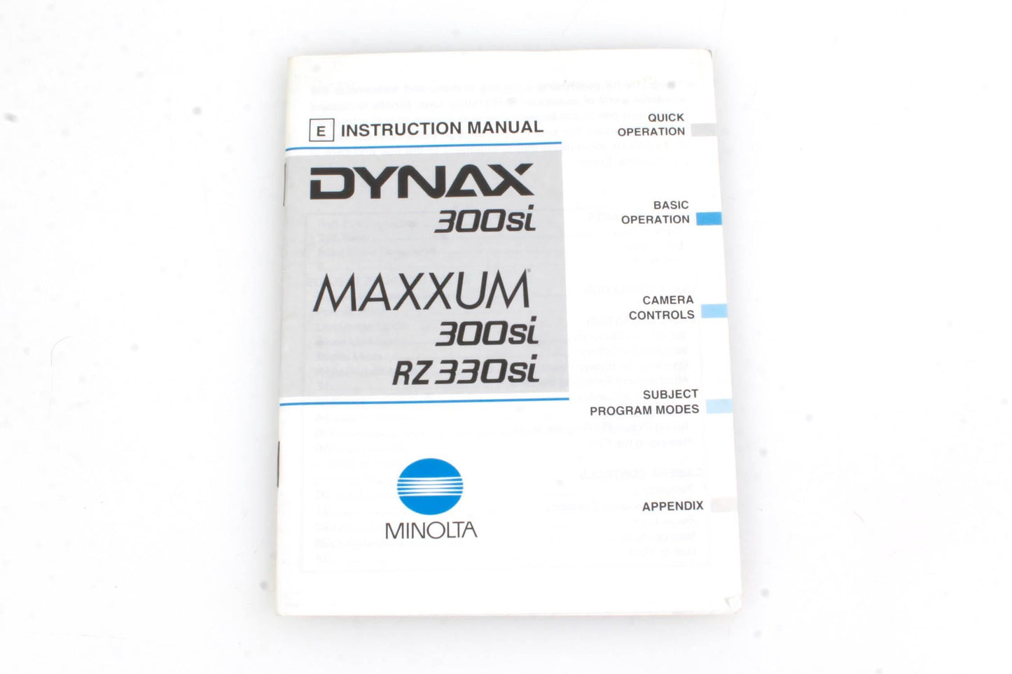 Minolta Dynax 300si Instructional Manual