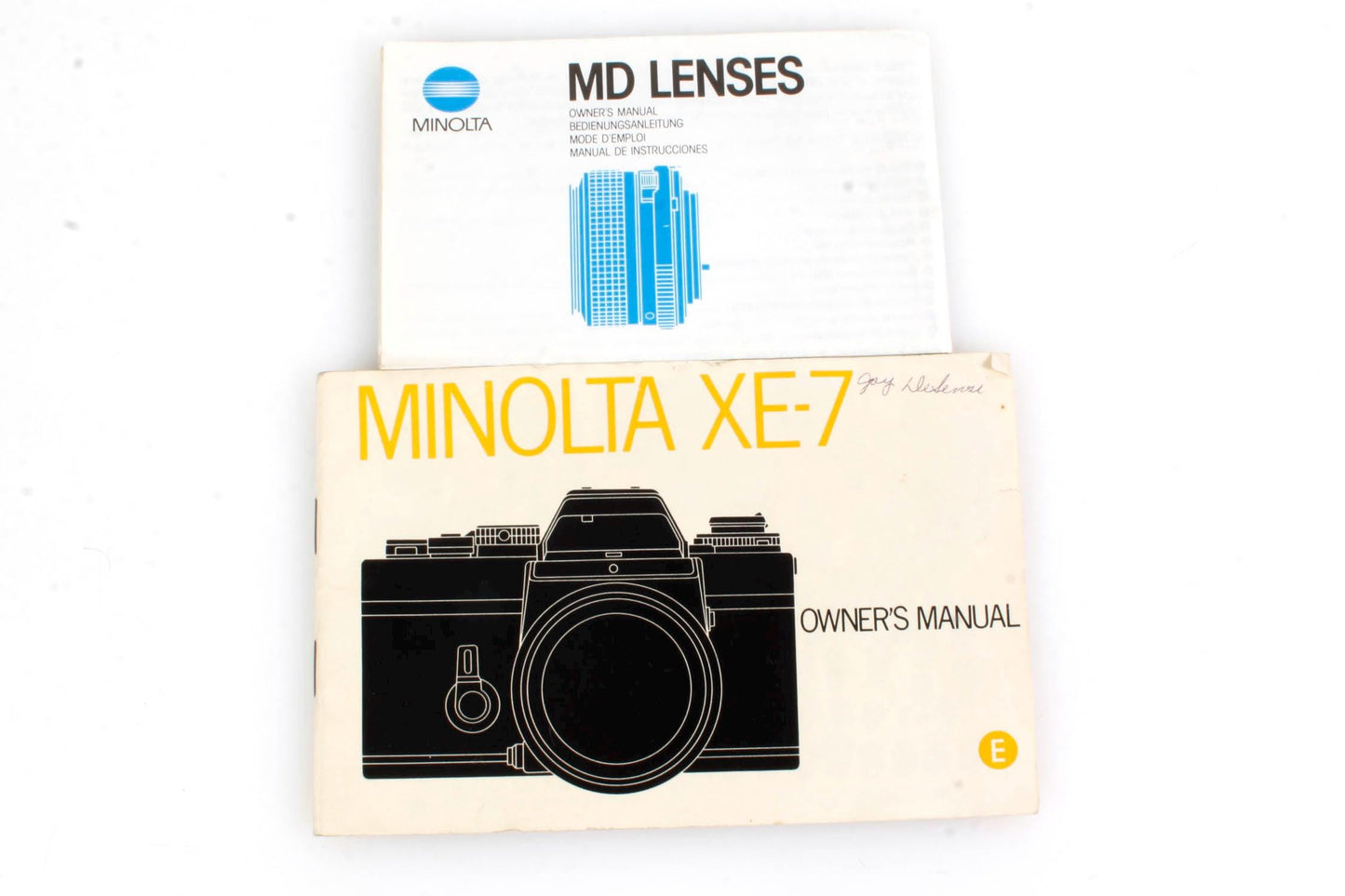 Minolta XE-7 Camera Manual + MD Lens Booklet