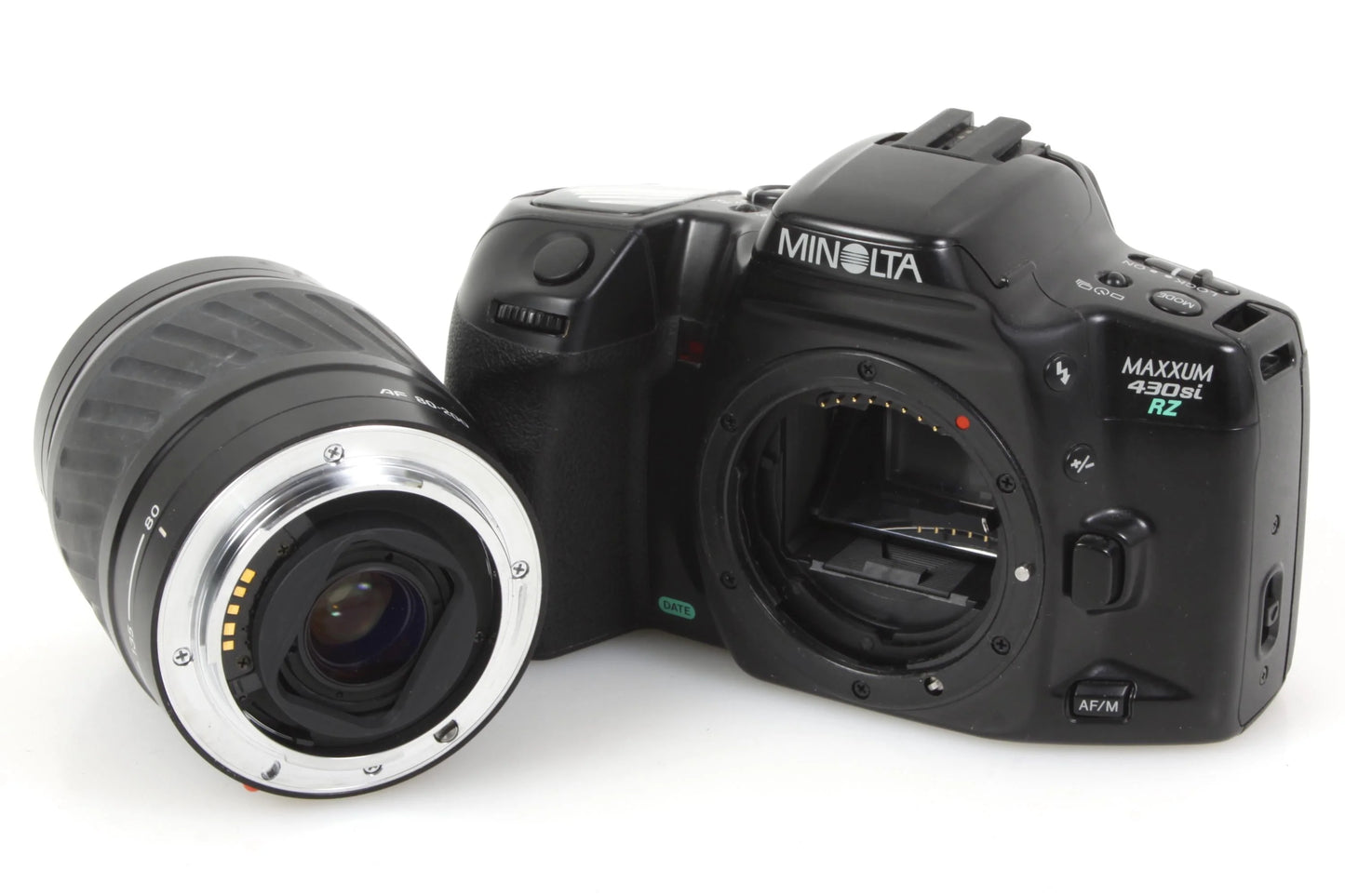 Minolta Film Camera w/ Telephoto Lens & Battery