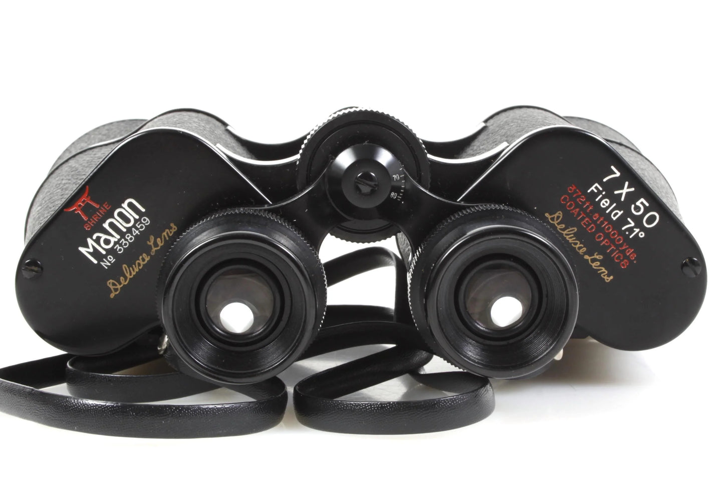 Binoculars Shrine Manon Deluxe 7x50 Made in Japan 7.1 Field w/ Case & Front Caps
