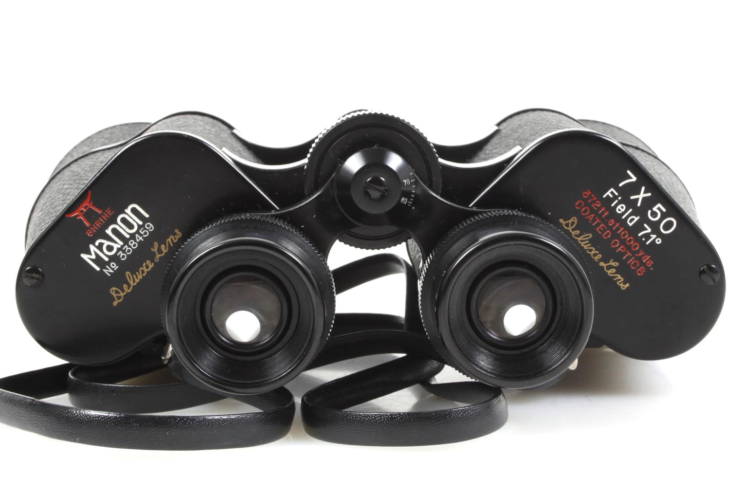 Binoculars Shrine Manon Deluxe 7x50 Made in Japan 7.1 Field w/ Case & Front Caps