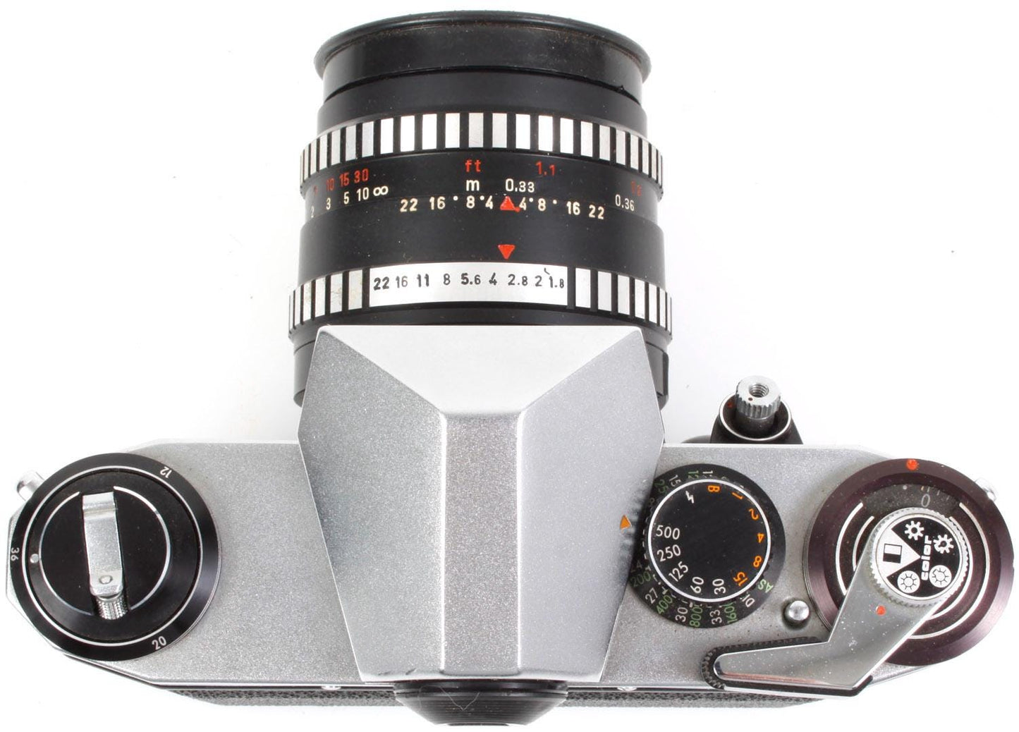 Vintage 35mm Film Praktica w/ 50mm f/1.8 Lens & Case TESTED