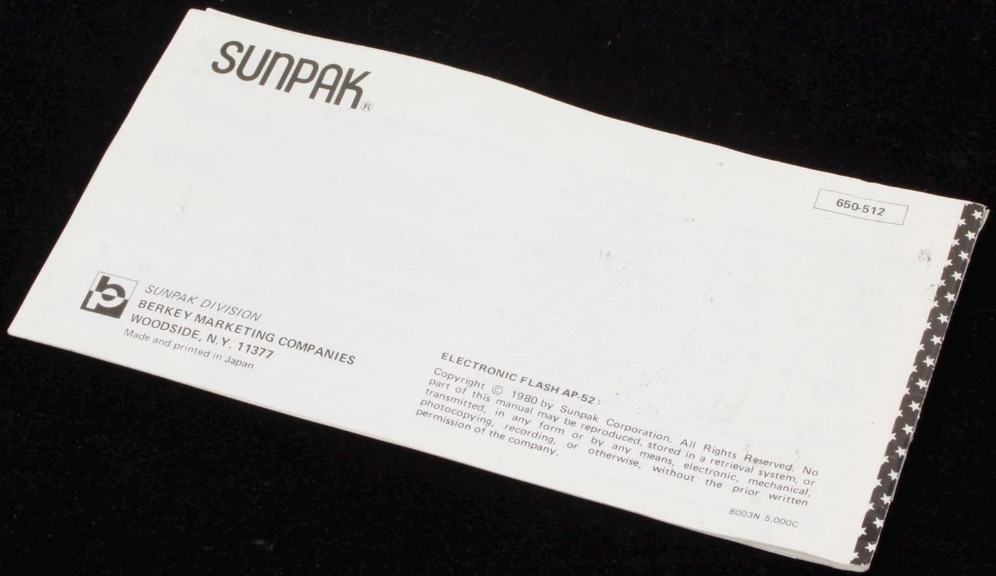 Sunpack AP 52 Flash Manual