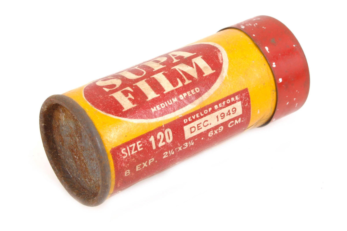 Vintage 120mm Film in Metal Canister, expired 1949