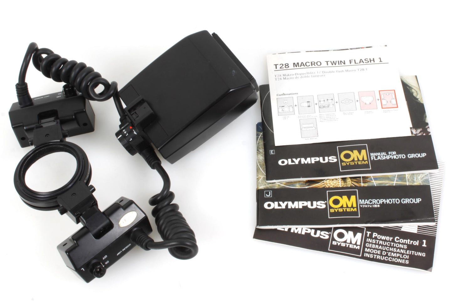Olympus T28 Macro Twin Flash Full Set w/ T Power Control & Original Manuals