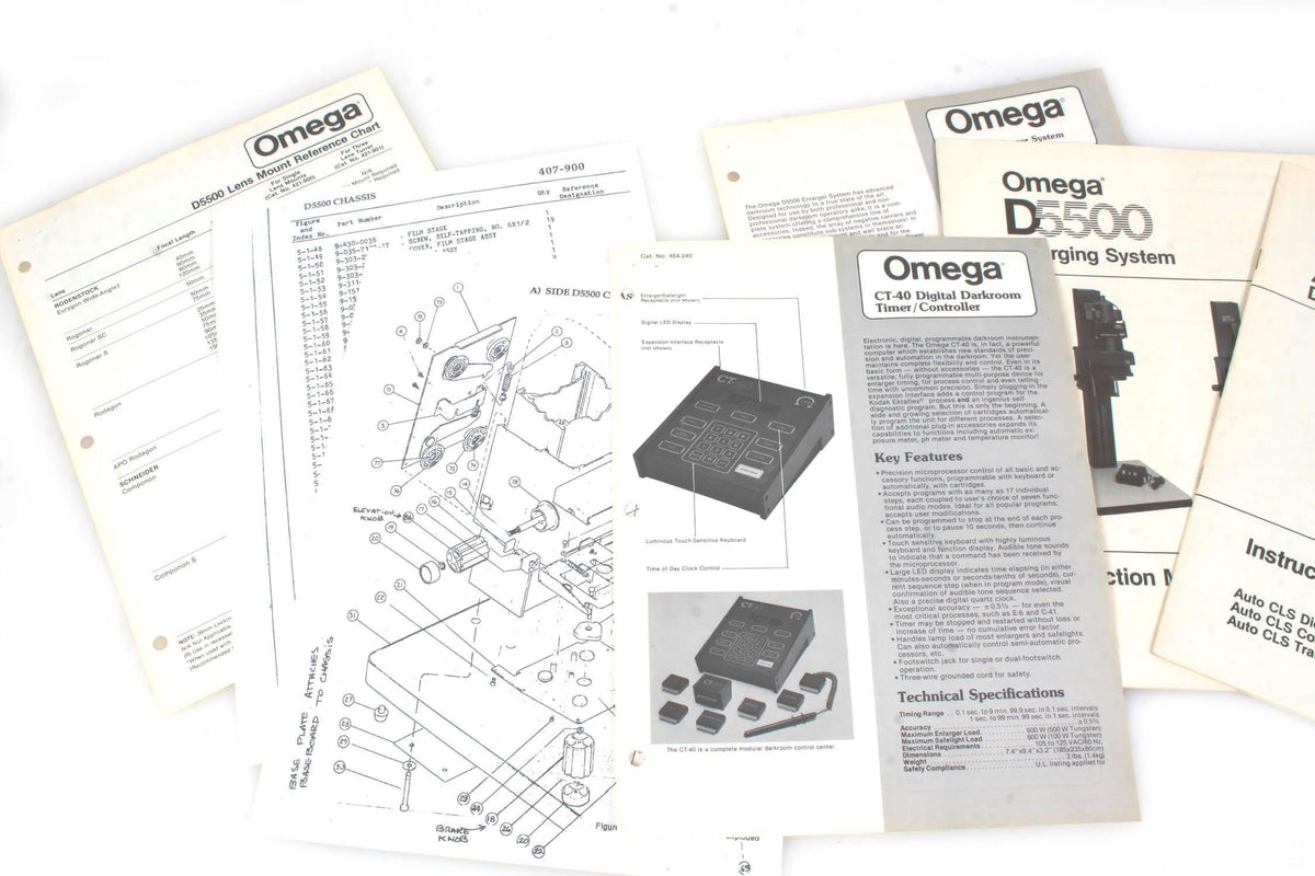 Omega D5500 Enlarging System Instruction Manuals