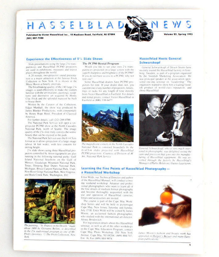 Hasselblad News Pamphlet, Vol. 23 Spring 1993