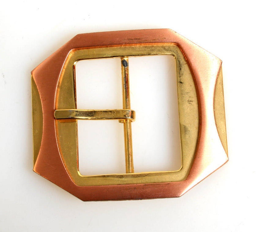 Vintage Brass & Copper Belt Buckle, Women's Fashion