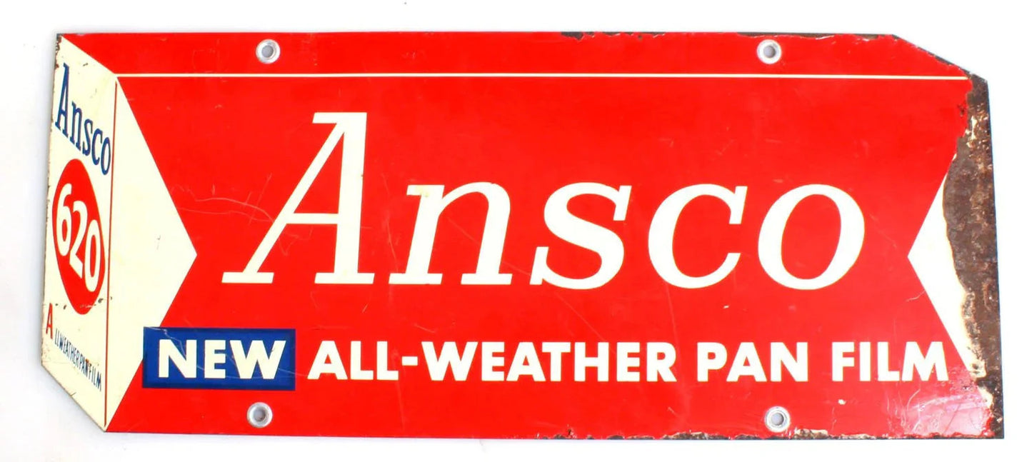 PHOTOGRAPHICA 1960s Vintage Metal Sign Ansco Pan Film Sign Antique/