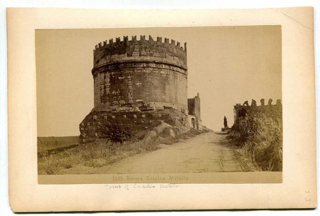 Vintage albumen photo: Tomb of Cecilia Metella, Rome - double-sided cabinet