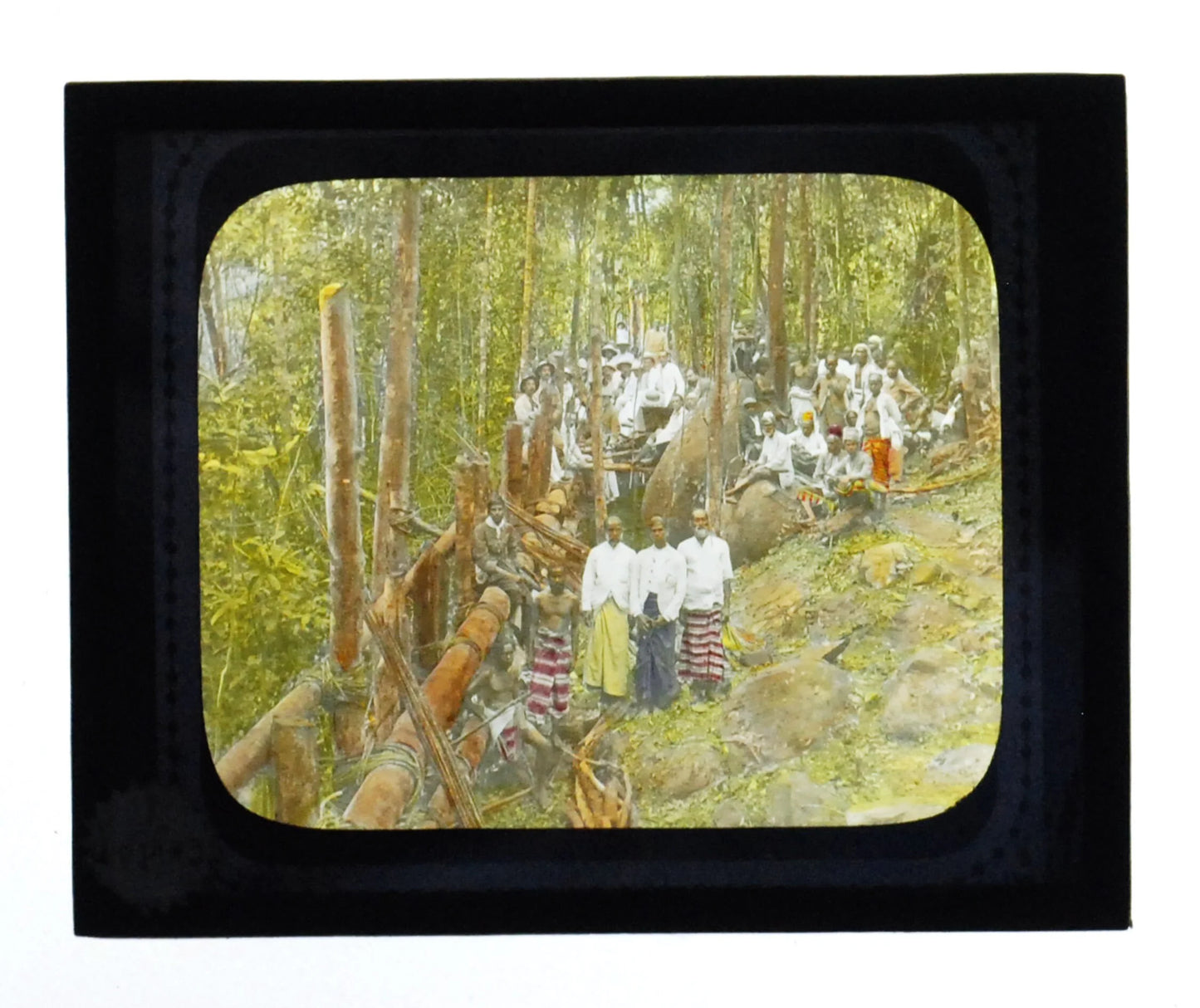 Kraal Town, Ceylon Hand Tinted Antique Photo On Glass//DIY Art