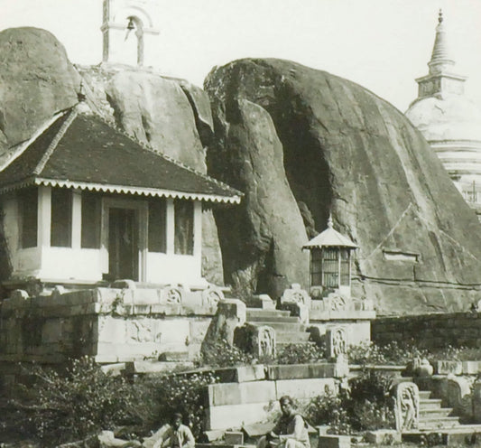 Capital of Ceylon Unique House in Rock, Antique Photo On Glass//DIY Art