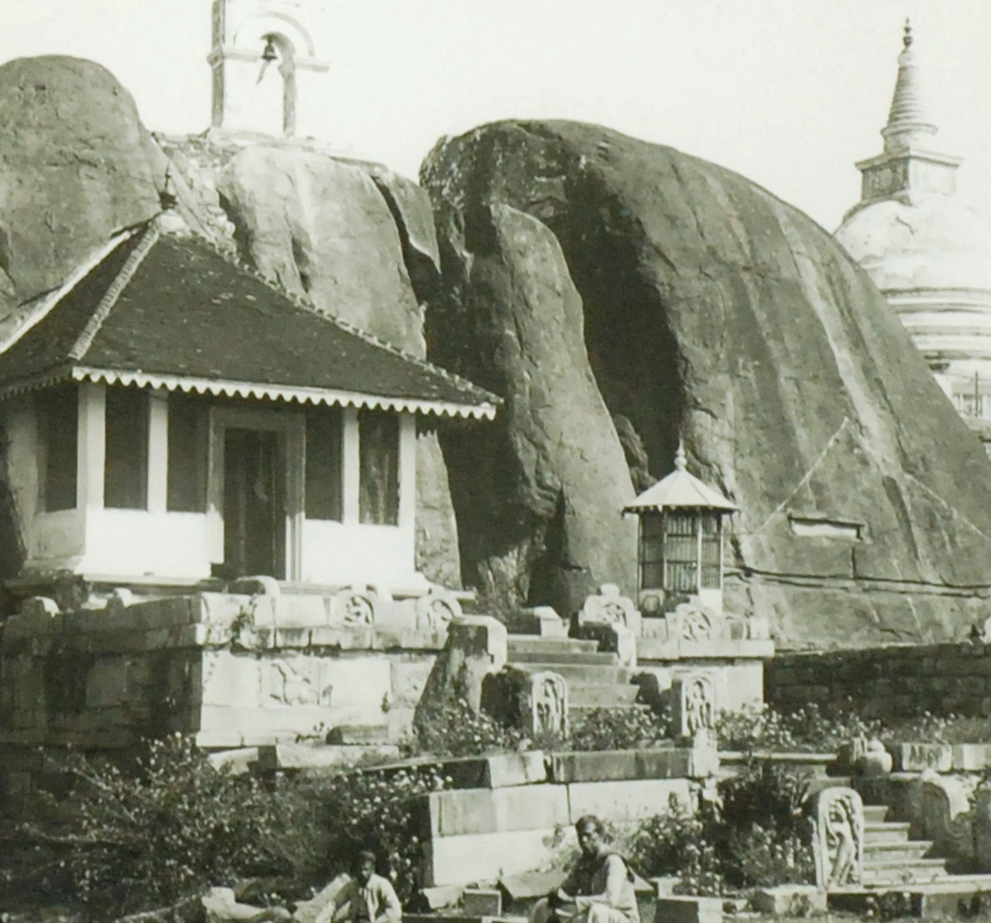 Capital of Ceylon Unique House in Rock, Antique Photo On Glass//DIY Art