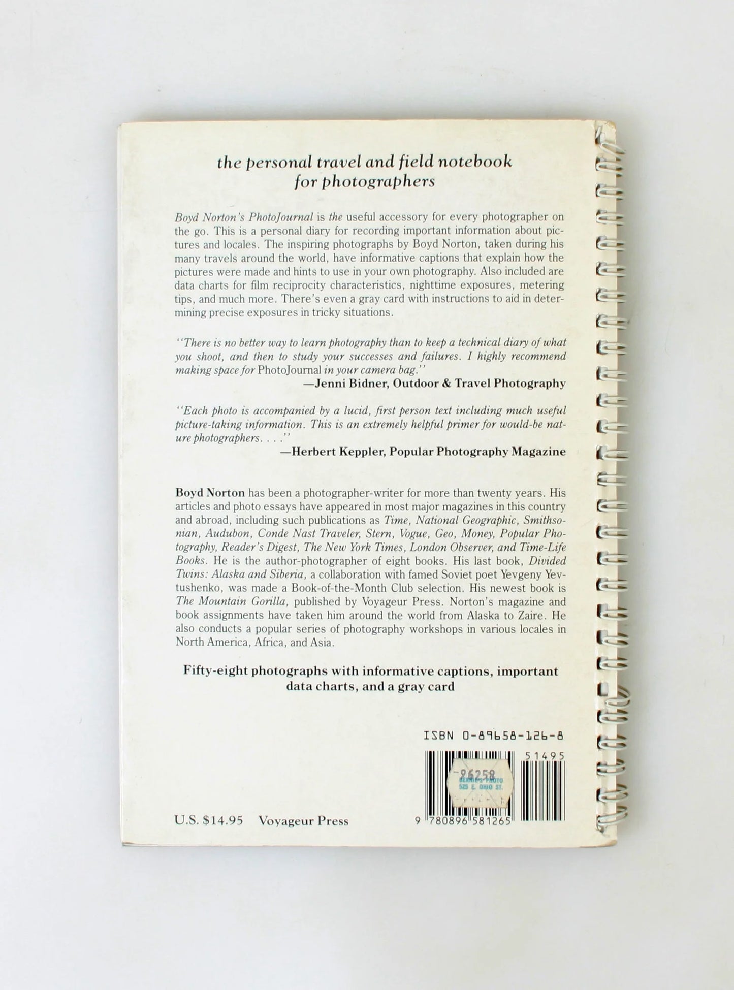 Photographers Feild Notebook by Boyd Nortons 1990