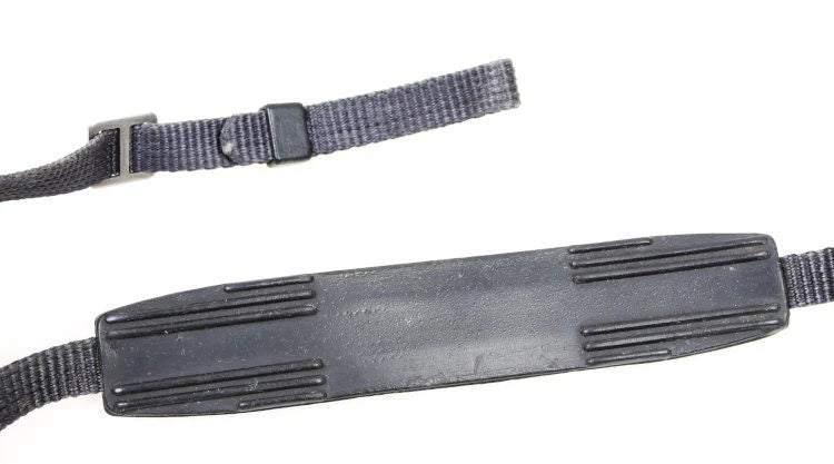 Vintage 1960s Black Woven Fabric Heavy Duty Canon Neck Strap with Neck Pad
