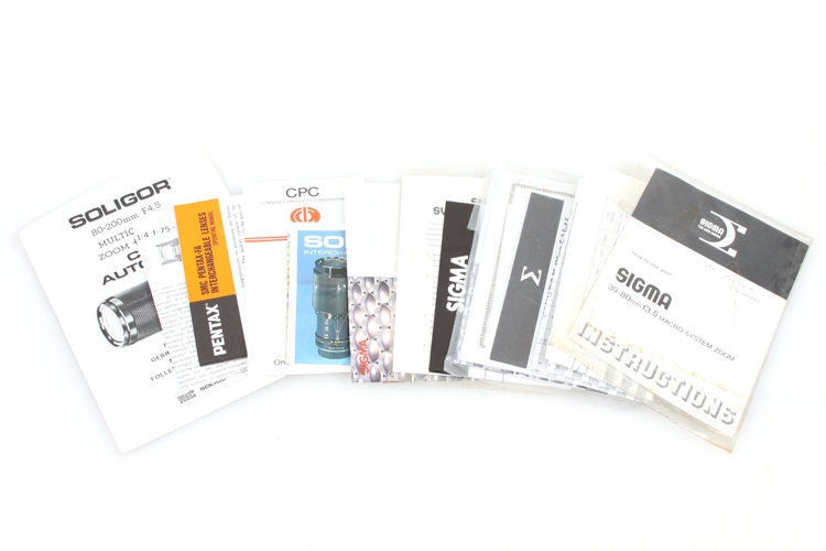Camera Lenses Manuals & Info Large Lot of 11