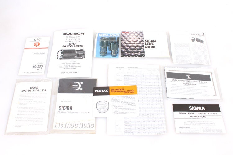 Camera Lenses Manuals & Info Large Lot of 11