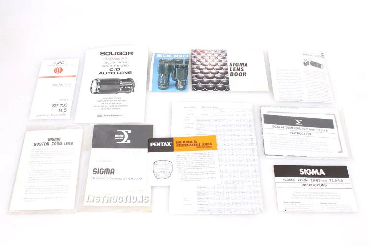 Camera Lenses Manuals & Info Large Lot of 11