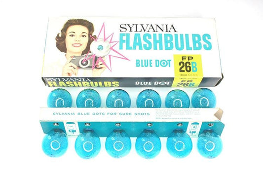 12 Flash Bulbs Sylvania Full Box Blue Dot FP 26B Camera Bulbs
