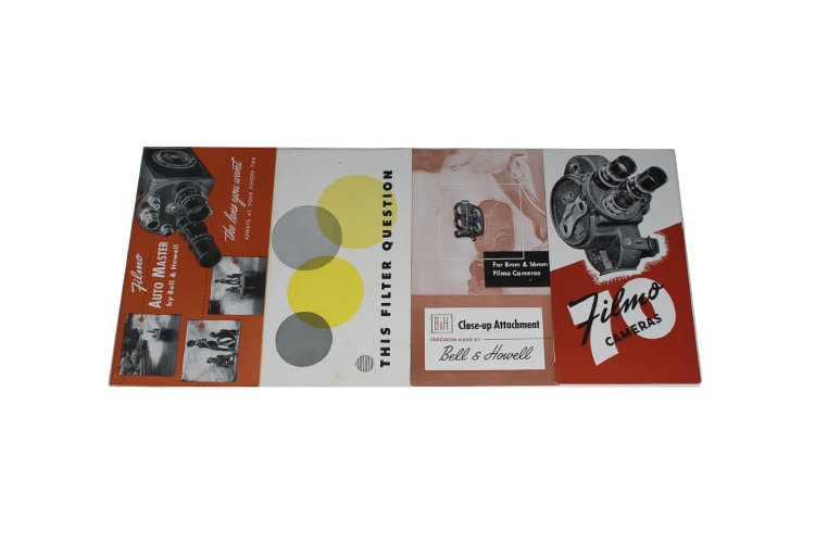 Filmo 8mm and 16mm Motion Picture Cameras Booklets Bell & Howell Set of 4