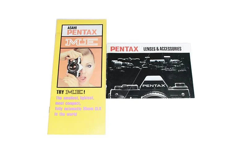 Set of 2 Vintage Pentax ME Camera + Lenses & Accessories Brochures