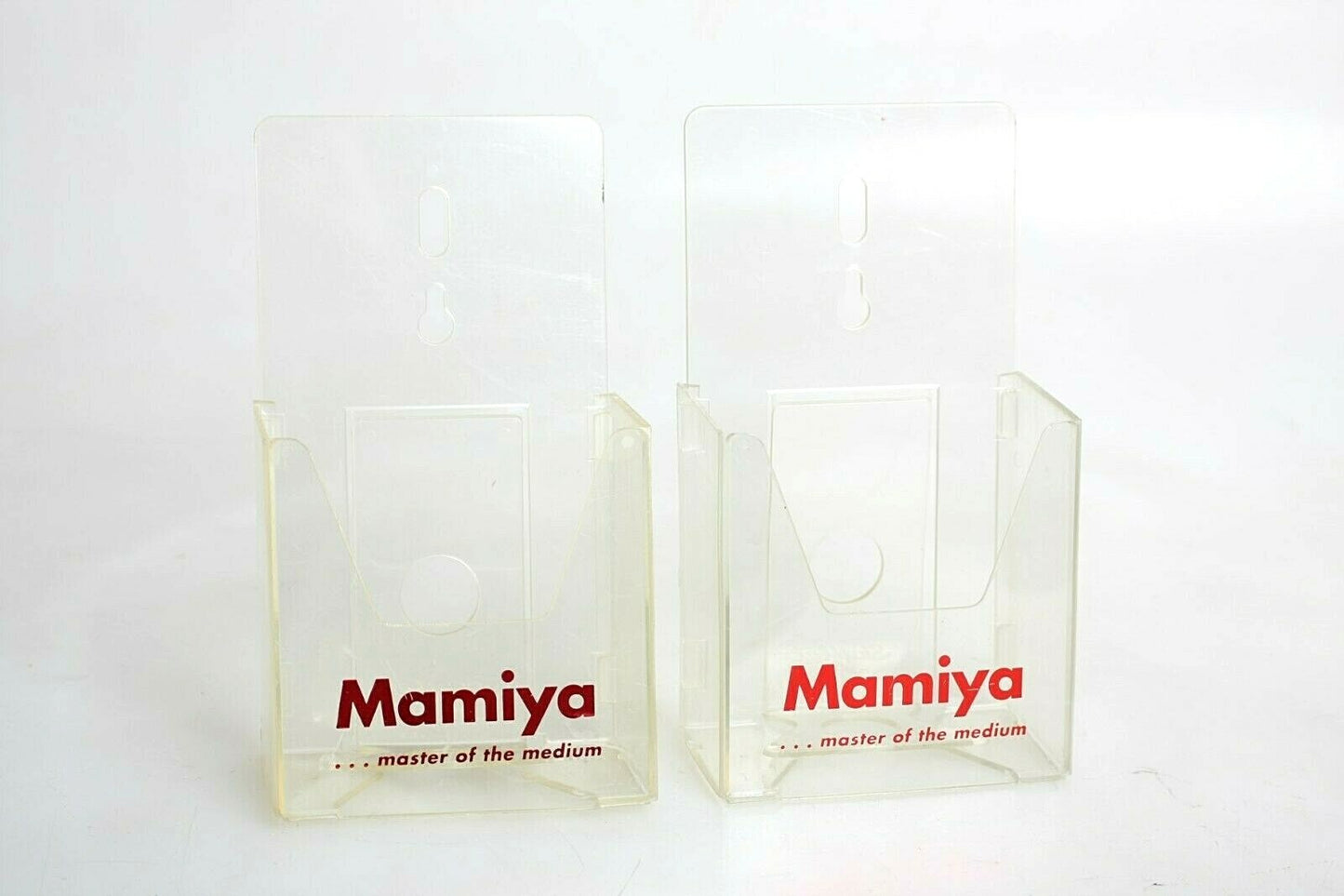 Mamiya Camera Brochure racks Set of 2
