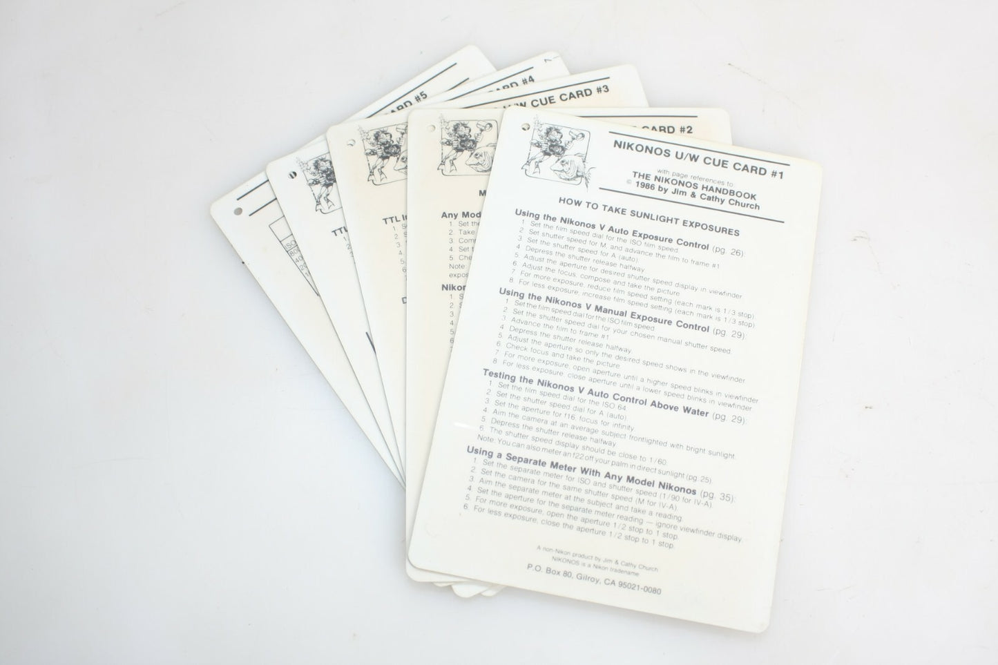 Nikonos U/W Cue Cards Set of 5