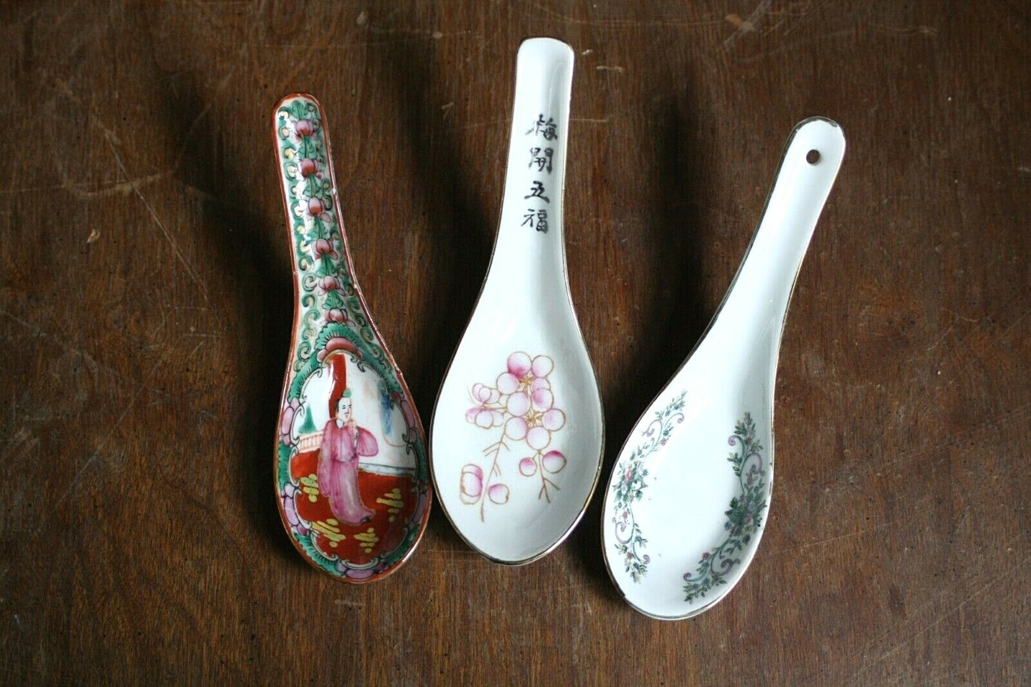 Set of 3 Porcelain Soup Spoons