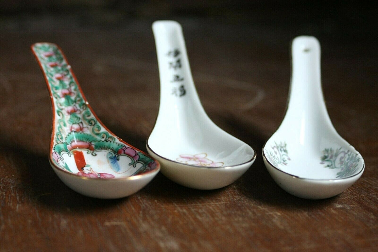 Set of 3 Porcelain Soup Spoons
