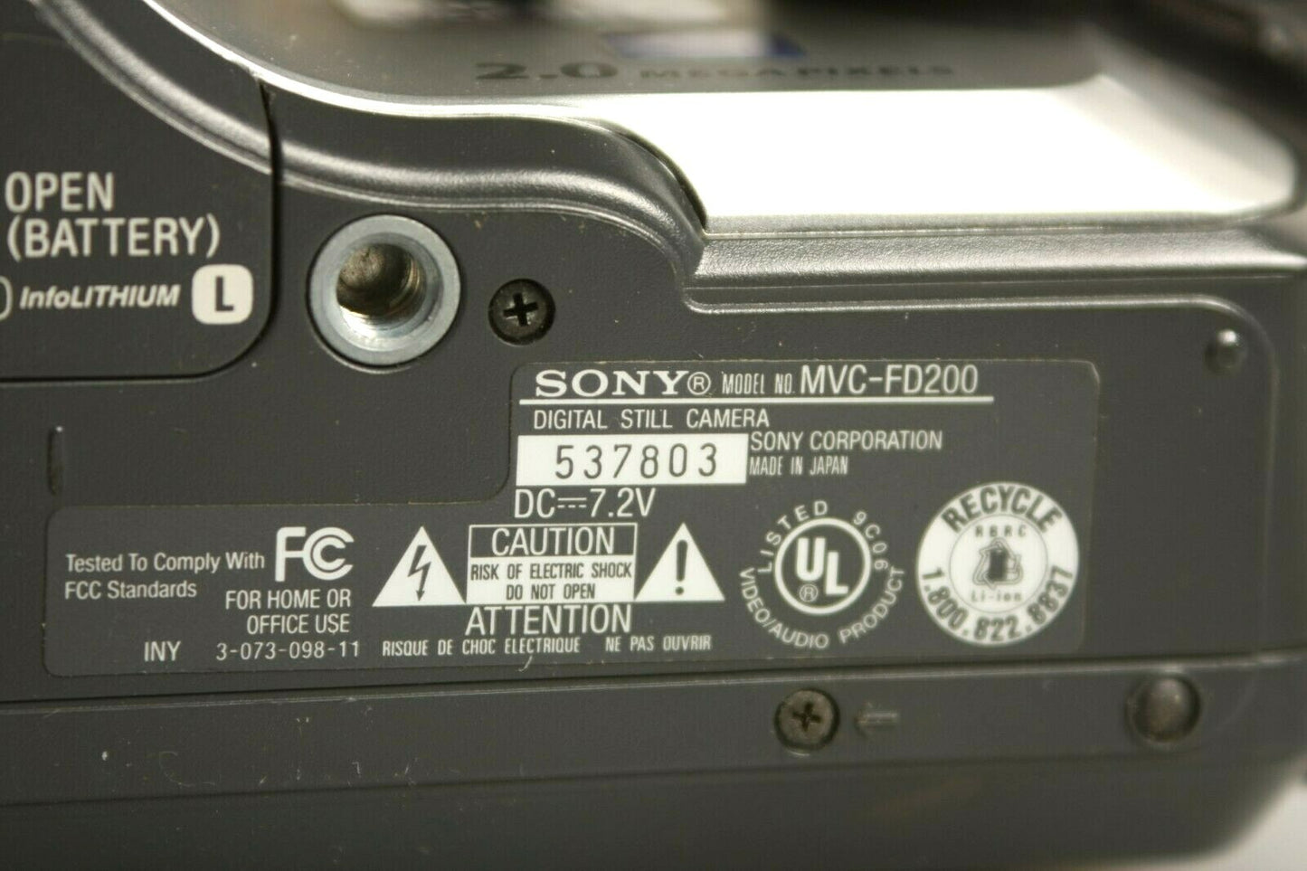 Sony MVC-FD200 FD Mavica Digital Cameras - Set of 2 PARTS