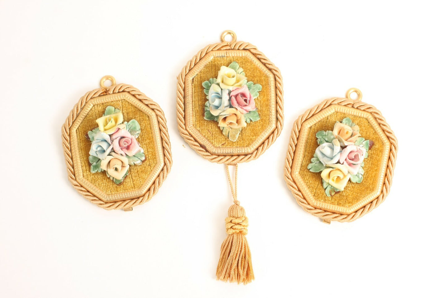 Set of 3 Bone China Roses on Frame