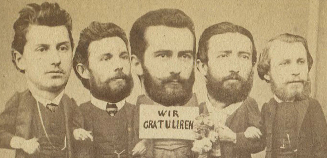 EARLY PHOTOSHOP TECHNIQUE ON CDV. LARGE HEADS ON SMALL BODIES. GERMANY.
